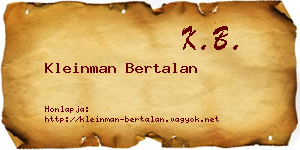 Kleinman Bertalan névjegykártya
